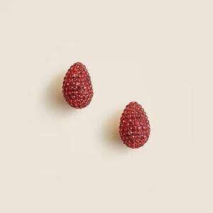 J. Crew Sugar Disco Hoops Elegant Red Crystal Stud Earrings